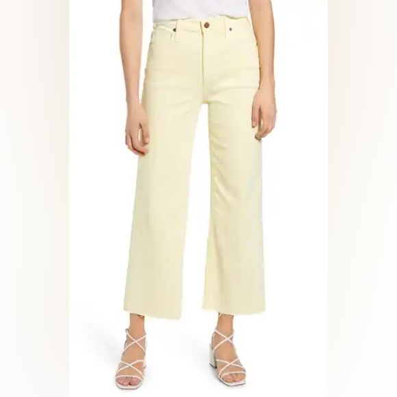 Ag Adriano Goldschmied Yellow Wide Leg Crop Jeans - Picture 1 of 16